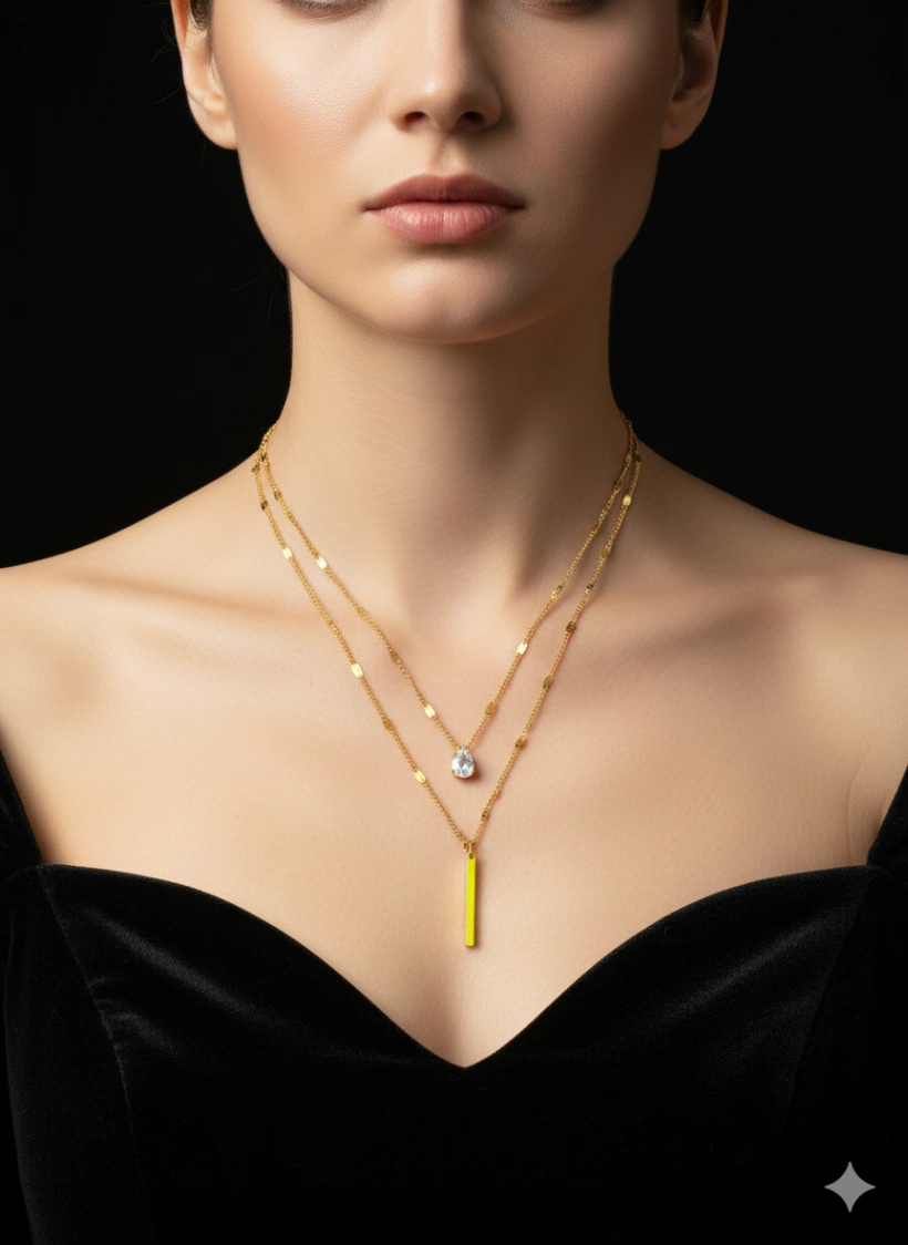 DOUBLE LAYERED TEARDROP PENDANT