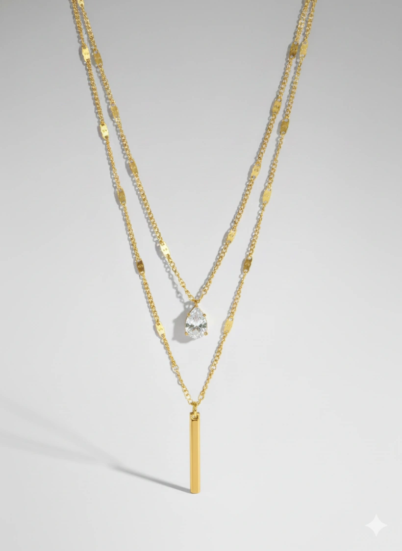 DOUBLE LAYERED TEARDROP PENDANT