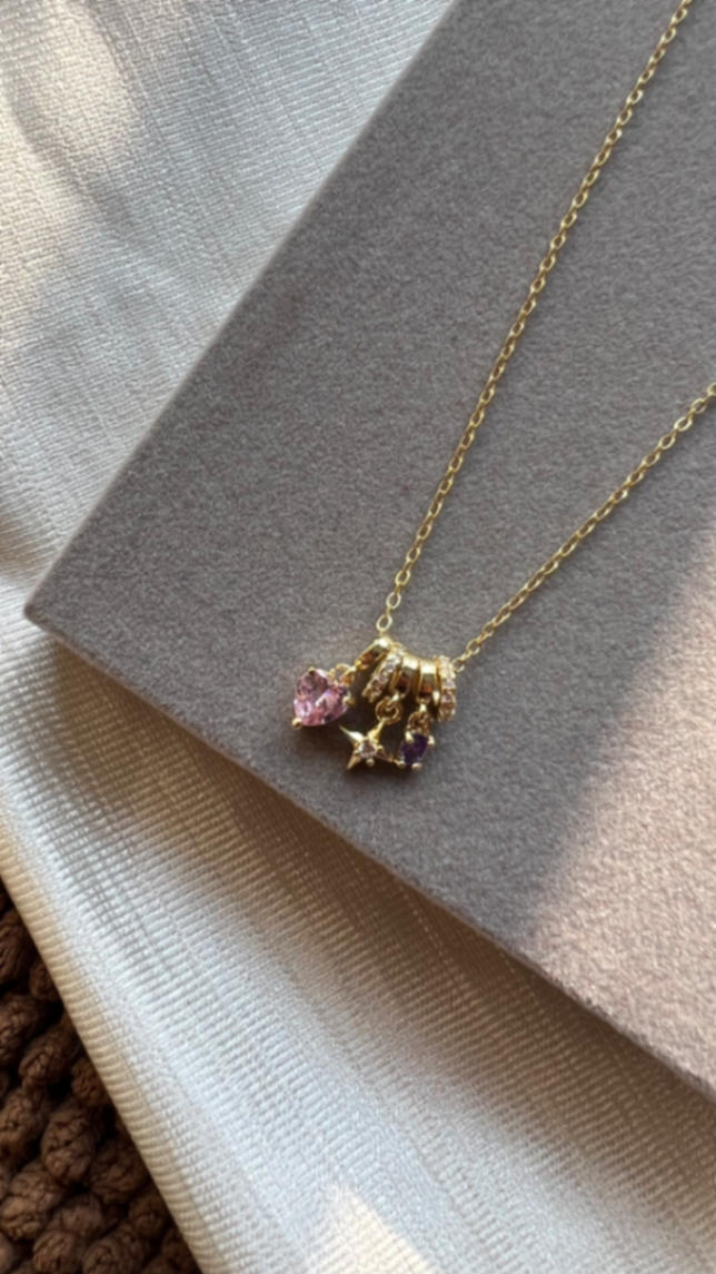 Pink charm pendant chain