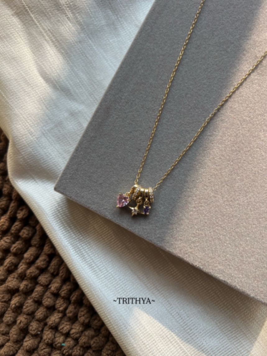 Pink charm pendant chain