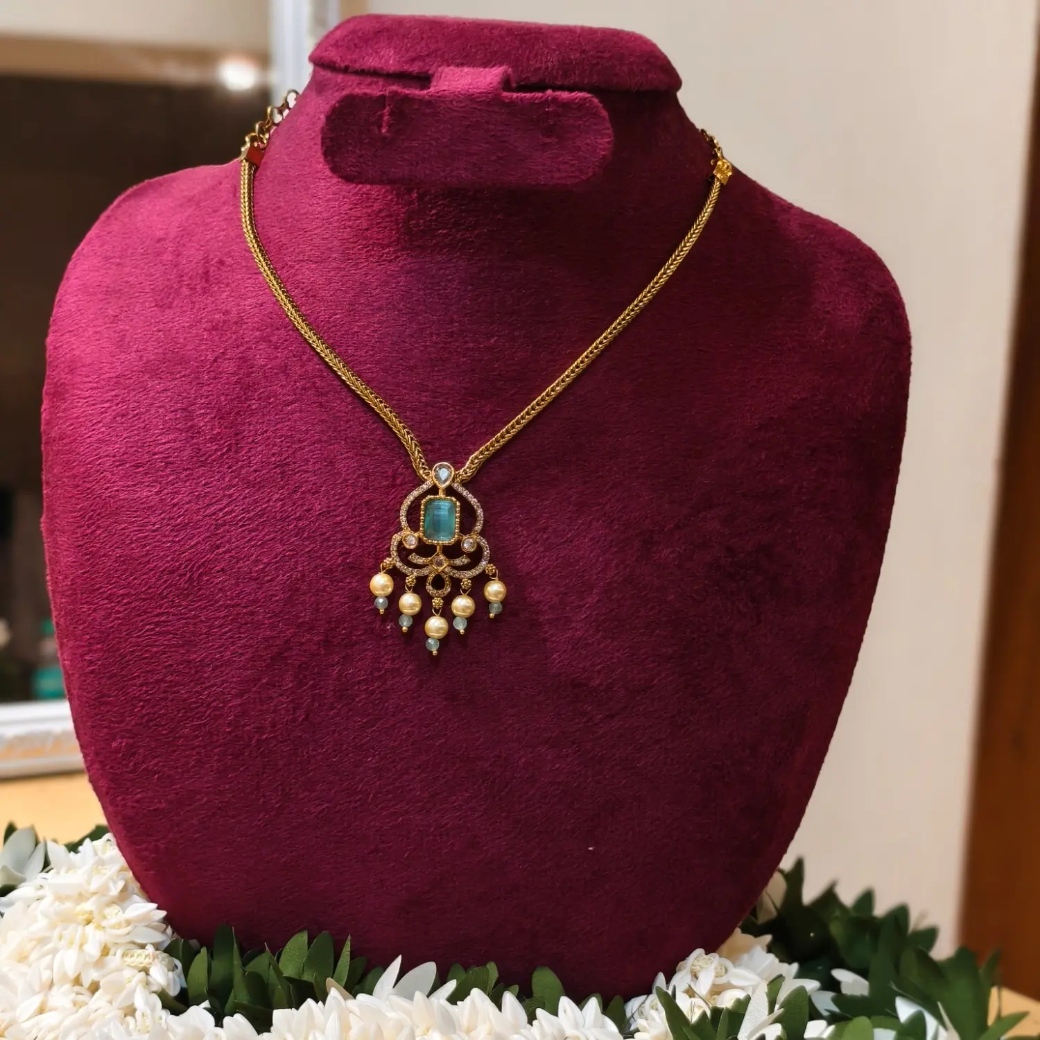 Aqua Pearl Royale Pendant Necklace