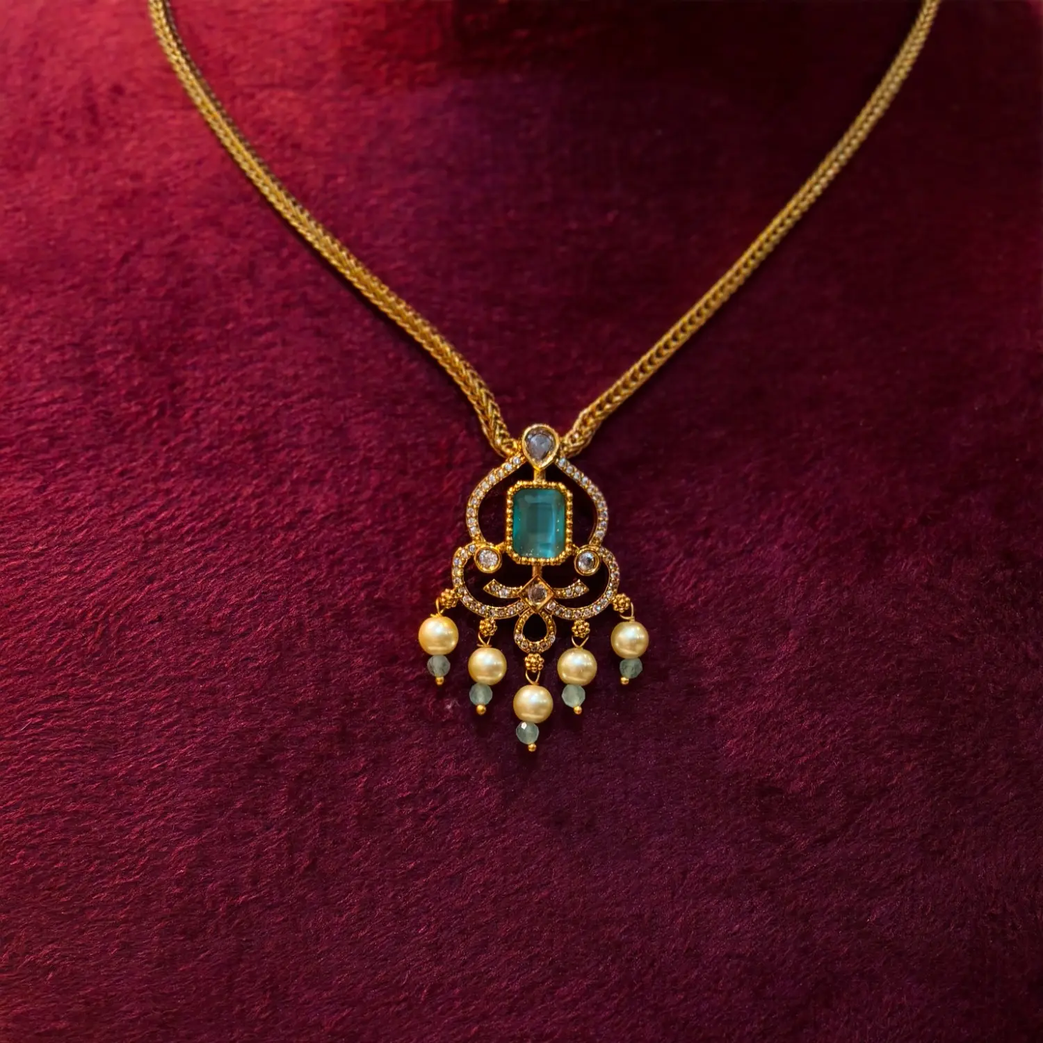 Aqua Pearl Royale Pendant Necklace
