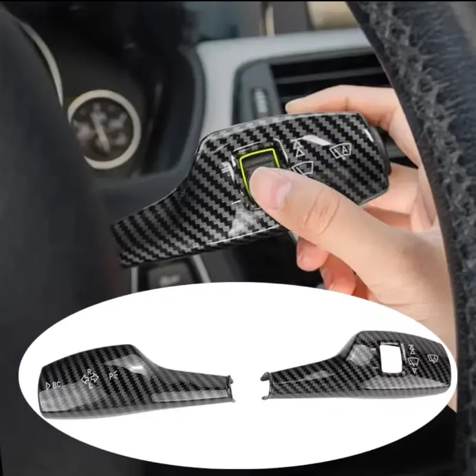 Car Turn Signal Wiper Switch Trim Steering Wheel Headlight Switch Control Cover For BMW 1 3 5 6 7 Series GT F10 F18 F30 F35 Accessories carbon fiber