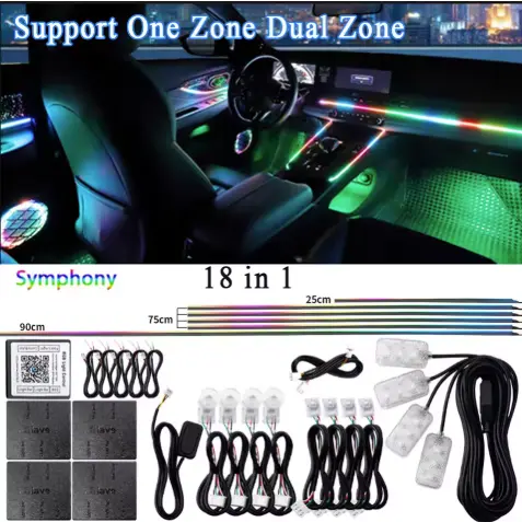 BMW F10/F30/F35/F34,18 in 1 Led Acrylic Car Ambient Light RGB 64 213 Color Symphony Acrylic APP Streamer Atmosphere Lamp Kit One Zone Dual Zone