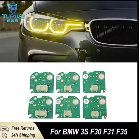 6PCS Yellow LED DRL Boards For BMW F30 F31 F35 320i 330i 340i 2016-2019 LED Headlight Daytime Running light DRL Module Angel Eye