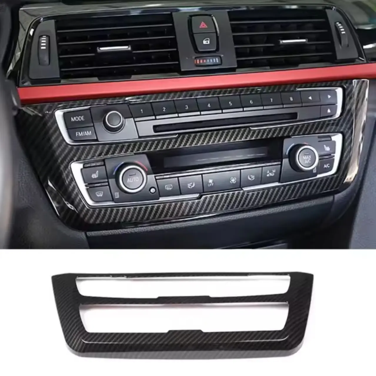 Car Center Console Dashboard Panel For BMW F30 F31 F34 3GT F32 F33 F36 Trim Accessories, Carbon Fiber ABS Sticker