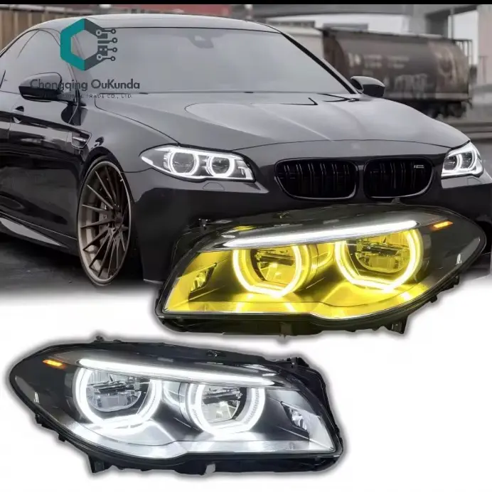 BMW F10 F11 F18 2011-2017 auto headlight assembly upgrade with dual color drl headlight
