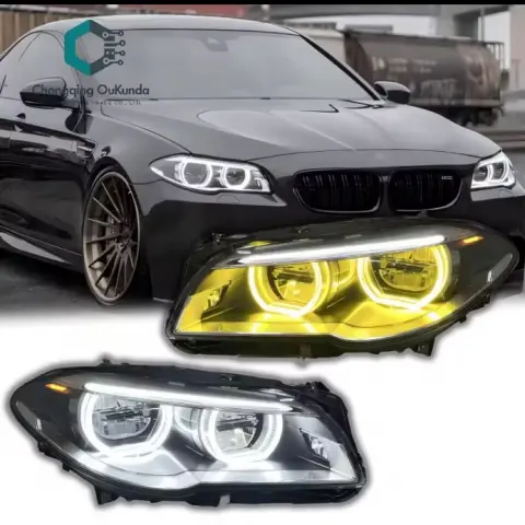 BMW F10 F11 F18 2011-2017 auto headlight assembly upgrade with dual color drl headlight