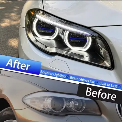 BMW F10 F11 F18 2011-2017 auto headlight assembly upgrade with dual color drl headlight projector type