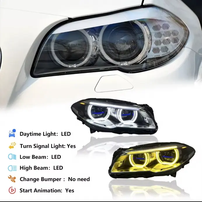 BMW F10 F11 F18 2011-2017 auto headlight assembly upgrade with dual color drl headlight projector type