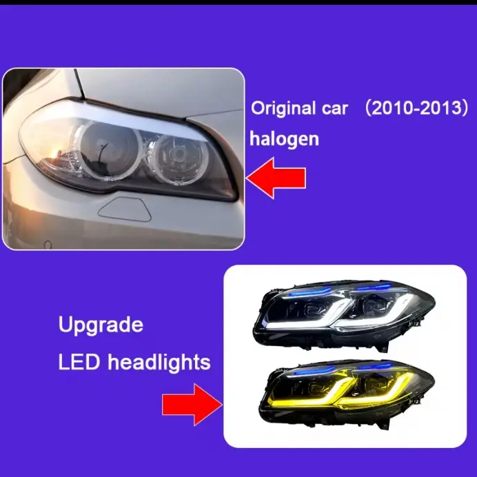 BMW F10 F11 F18 2011-2017 auto headlight assembly upgrade with dual color drl headlight upgrade projector type Lci style