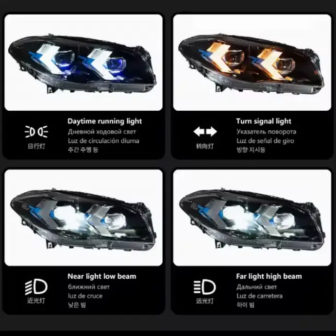 BMW F10 F11 F18 2011-2017 auto headlight assembly upgrade with headlight upgrade projector type