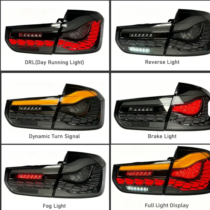 For BMW 3 Series 5 Series F10 F18 F30 F80 F35 340i 2012-2018 RGB Dragon Scale Dynamic Turn Light Taillights Plug and Play