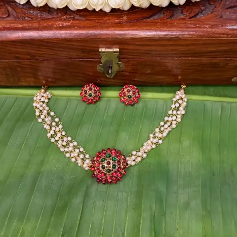 Kemp Studded Pearl Multi-Strand Choker Set SJCH001