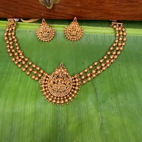 Lakshmi Thilakam Antique Gold Bead choker Set SJCH003