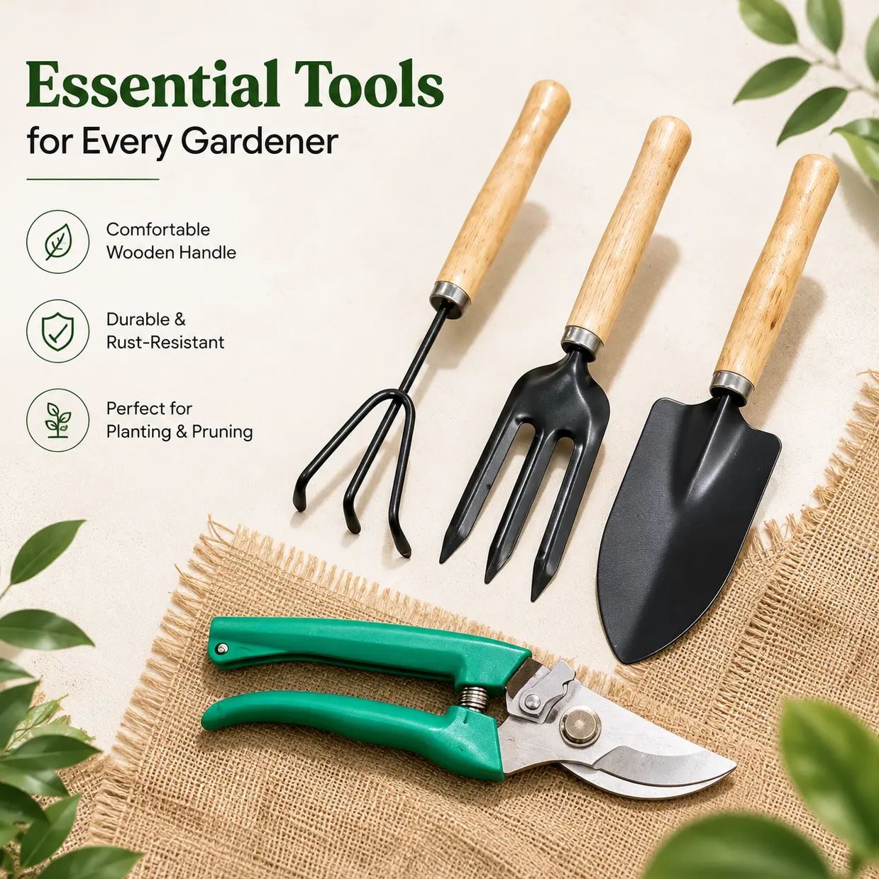 Garden Tools Kit – 4-Piece Gardening Set
