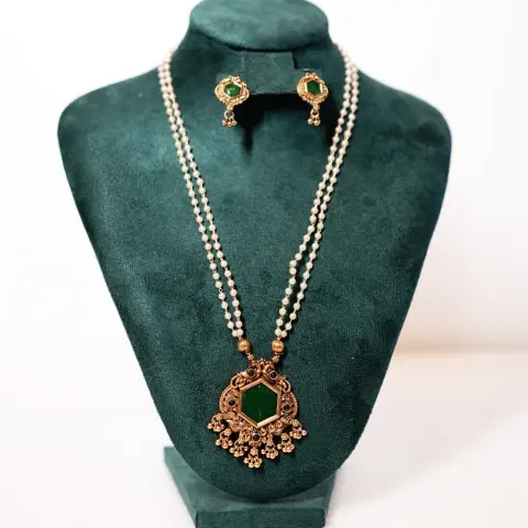 Double Layer Pearl Necklace Set-SP07
