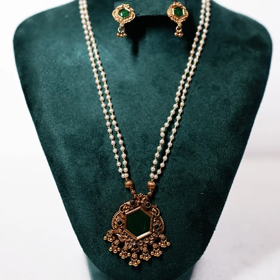 Double Layer Pearl Necklace Set-SP07