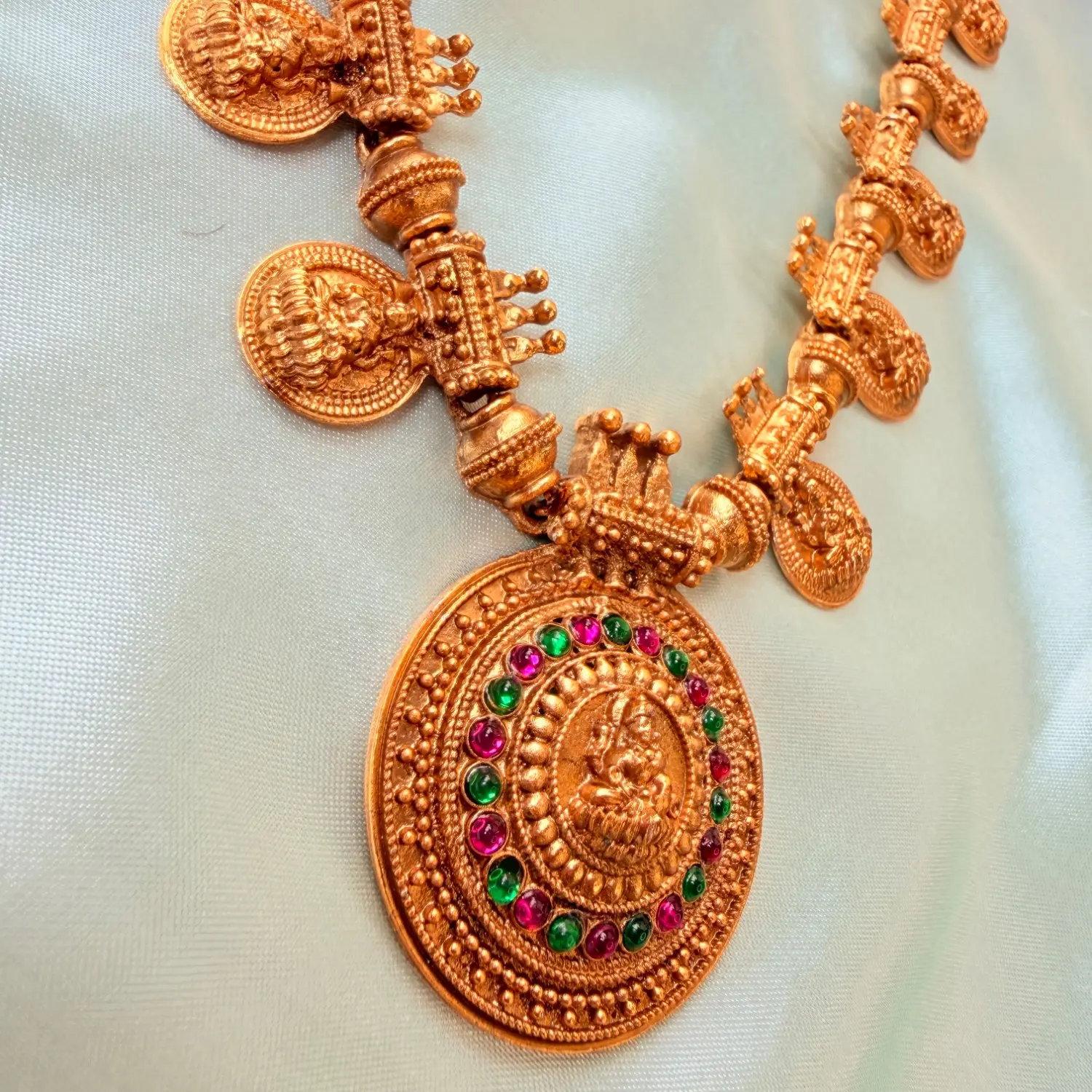 Traditional Antique Gold Goddess Lakshmi Coin Haram Set
