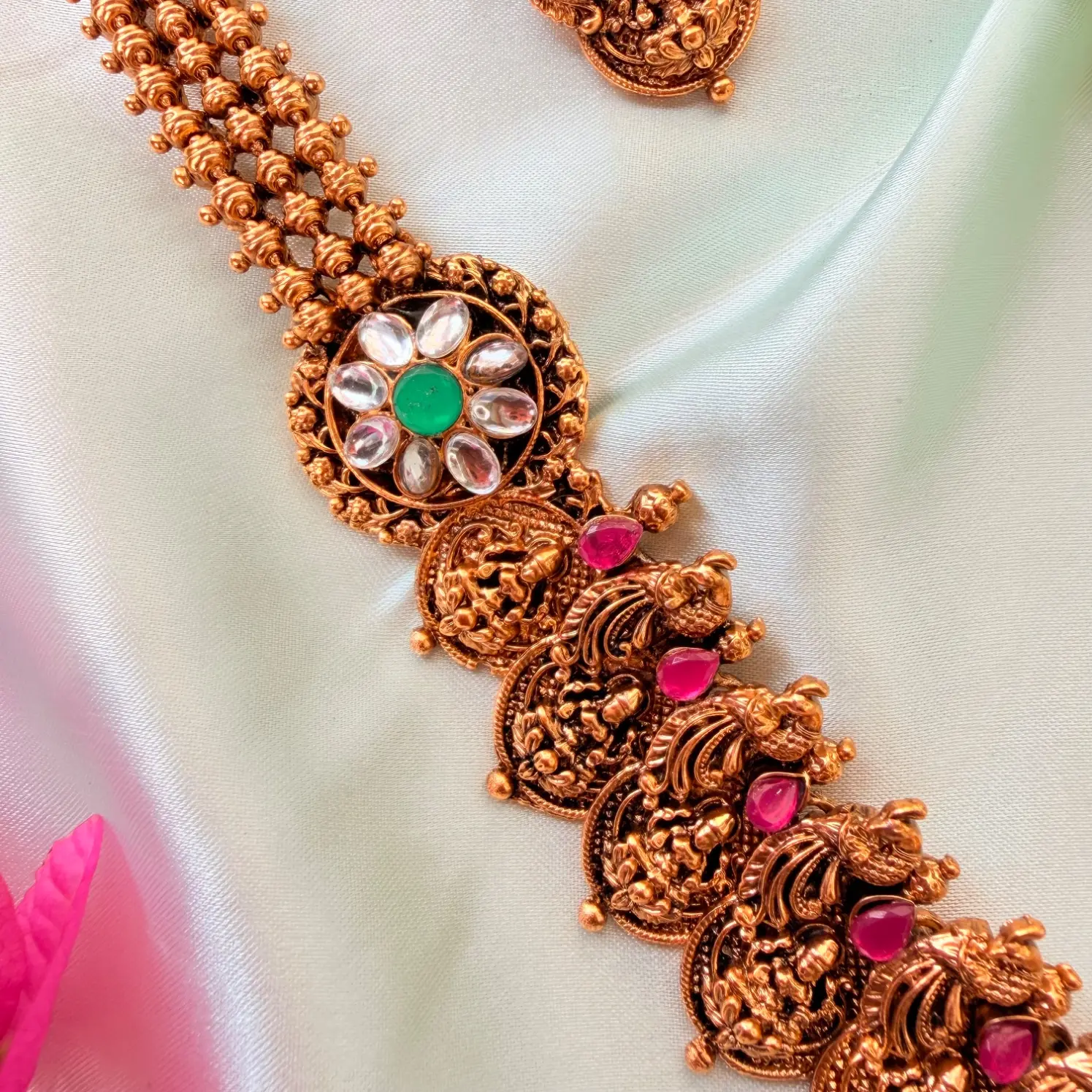 Regally Crafted Peacock Coin Antique Long Haram Set