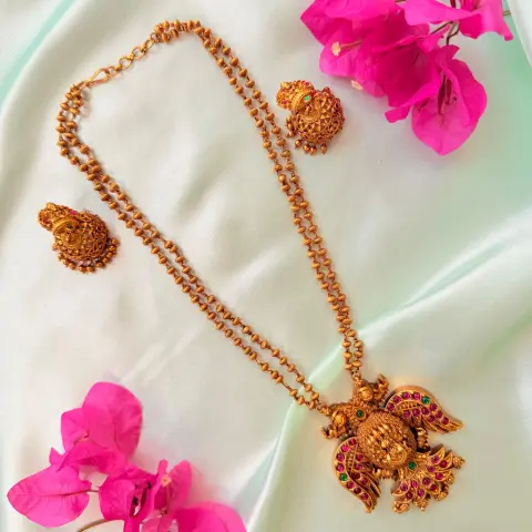 Royal Peacock Motif Double-Layer Long Necklace Set SJMH008