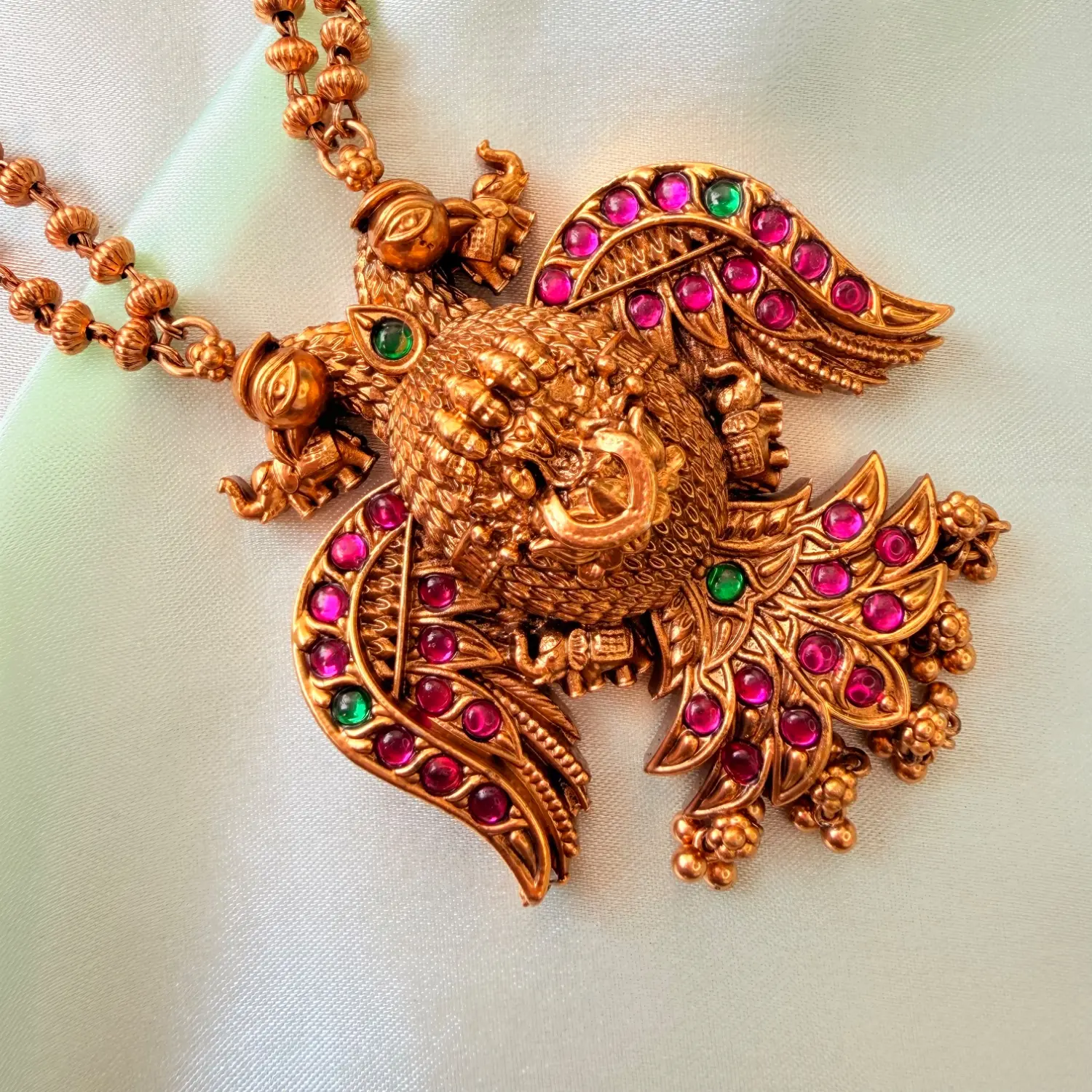 Royal Peacock Motif Double-Layer Long Necklace Set SJMH008