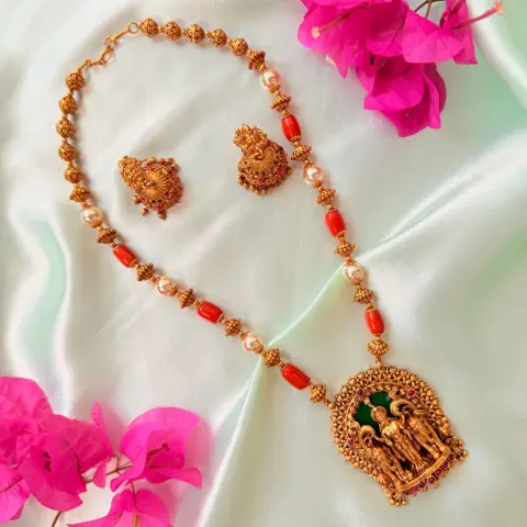 Royal Meenakshi & Lakshmi Long Necklace Set SJMH009