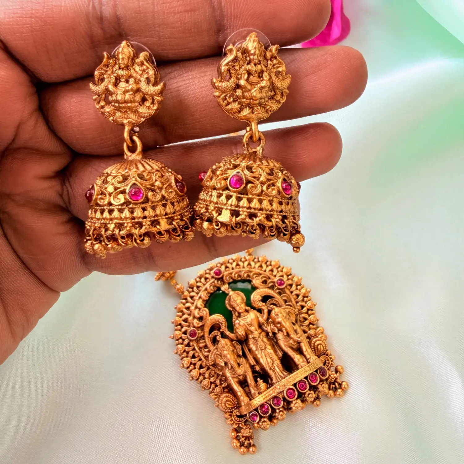 Royal Meenakshi & Lakshmi Long Necklace Set SJMH009