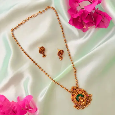 Traditional Matte Gold Medium Haaram Set SJMH011