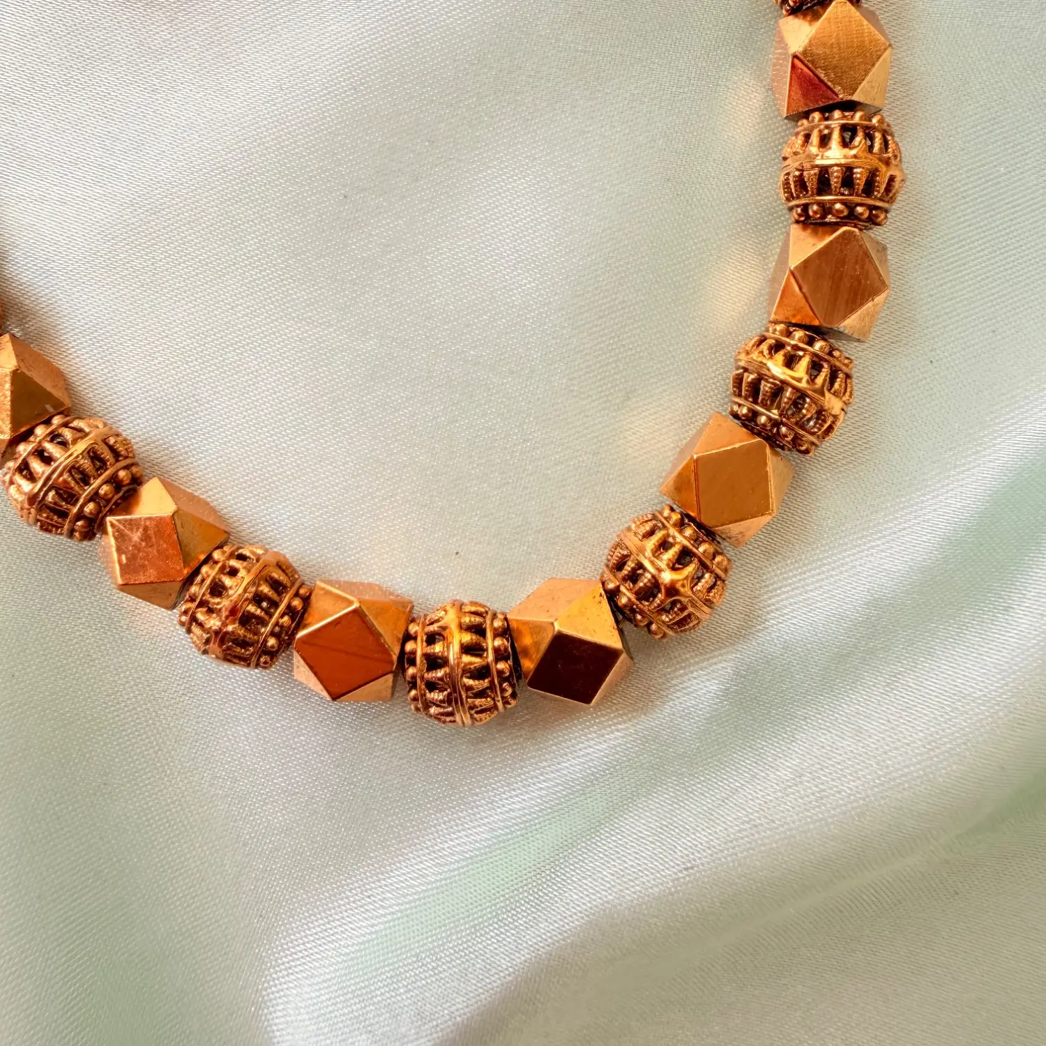 Geometric Matte Gold Beaded Necklace Set SJMH013