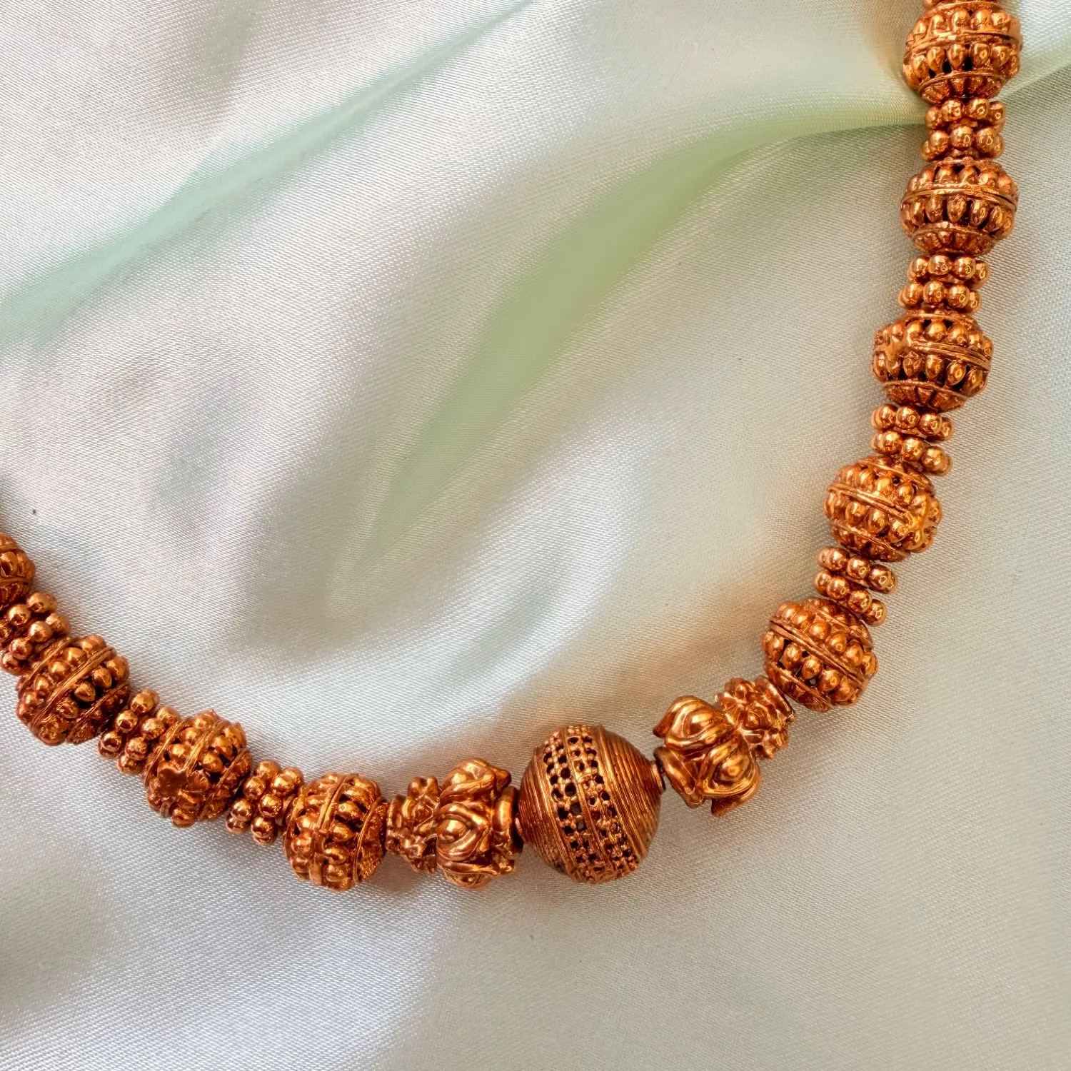 Traditional Matte Gold Beaded Medium Haaram Set SJMH016