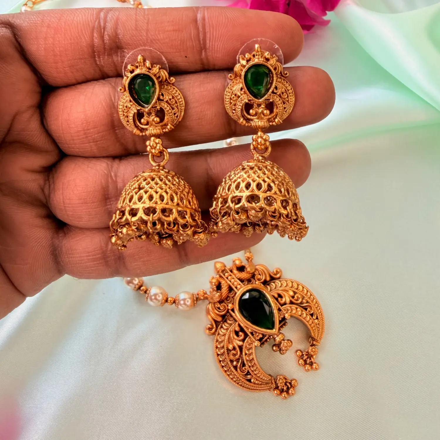 Royal Peacock Crescent Medium Haaram Set SJMH020