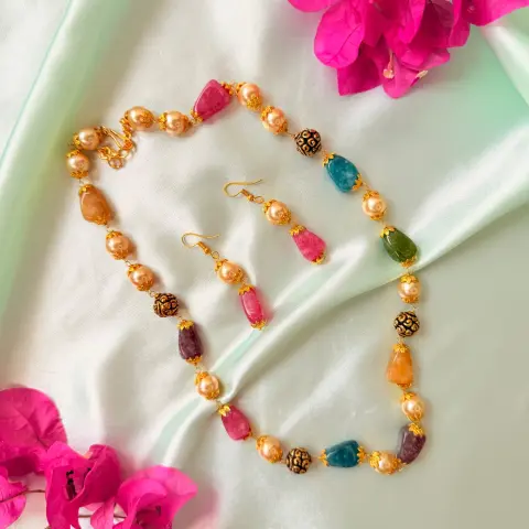 Multi-Color Gemstone & Pearl Medium Set SJMH022
