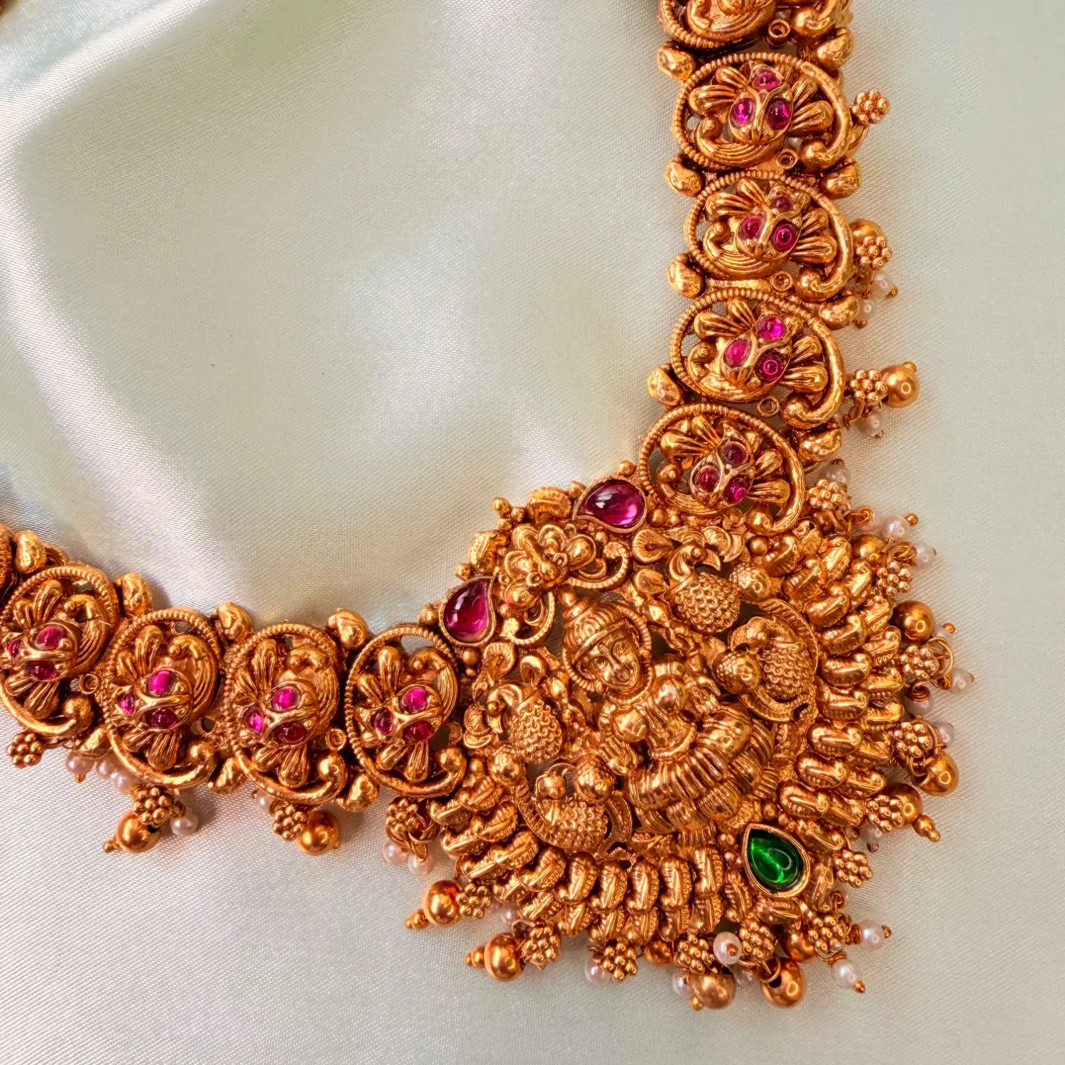 Traditional Temple Motif Long Haram Set