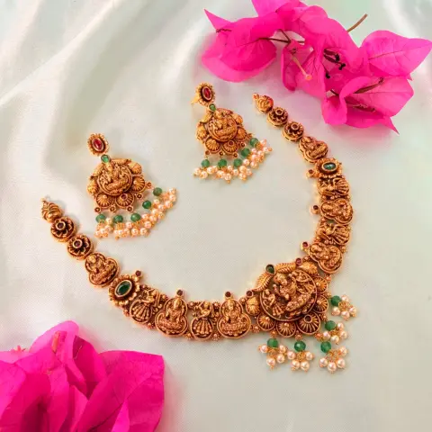 Divya Lakshmi Antique Temple Premium Necklace SJPM013