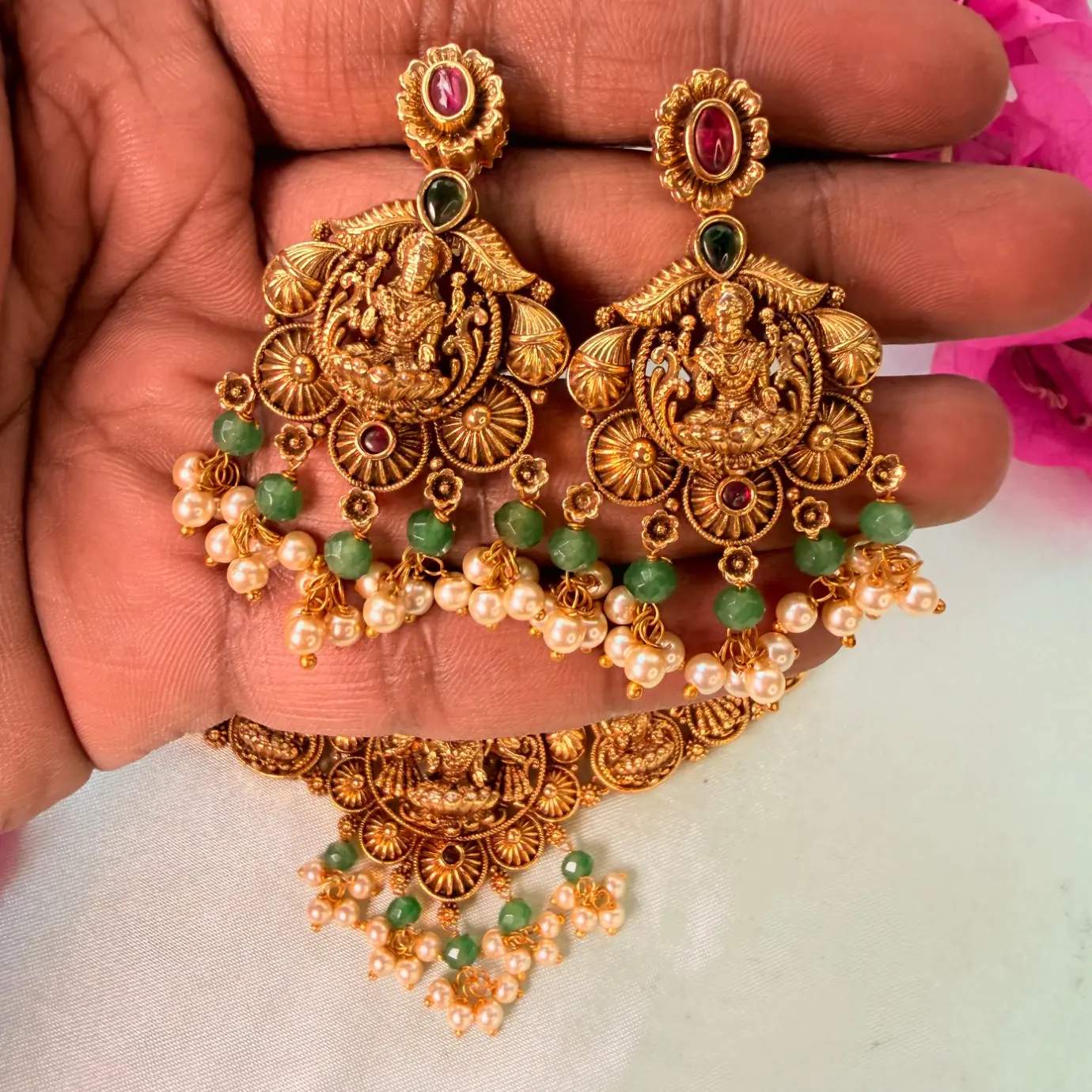 Divya Lakshmi Antique Temple Premium Necklace SJPM013