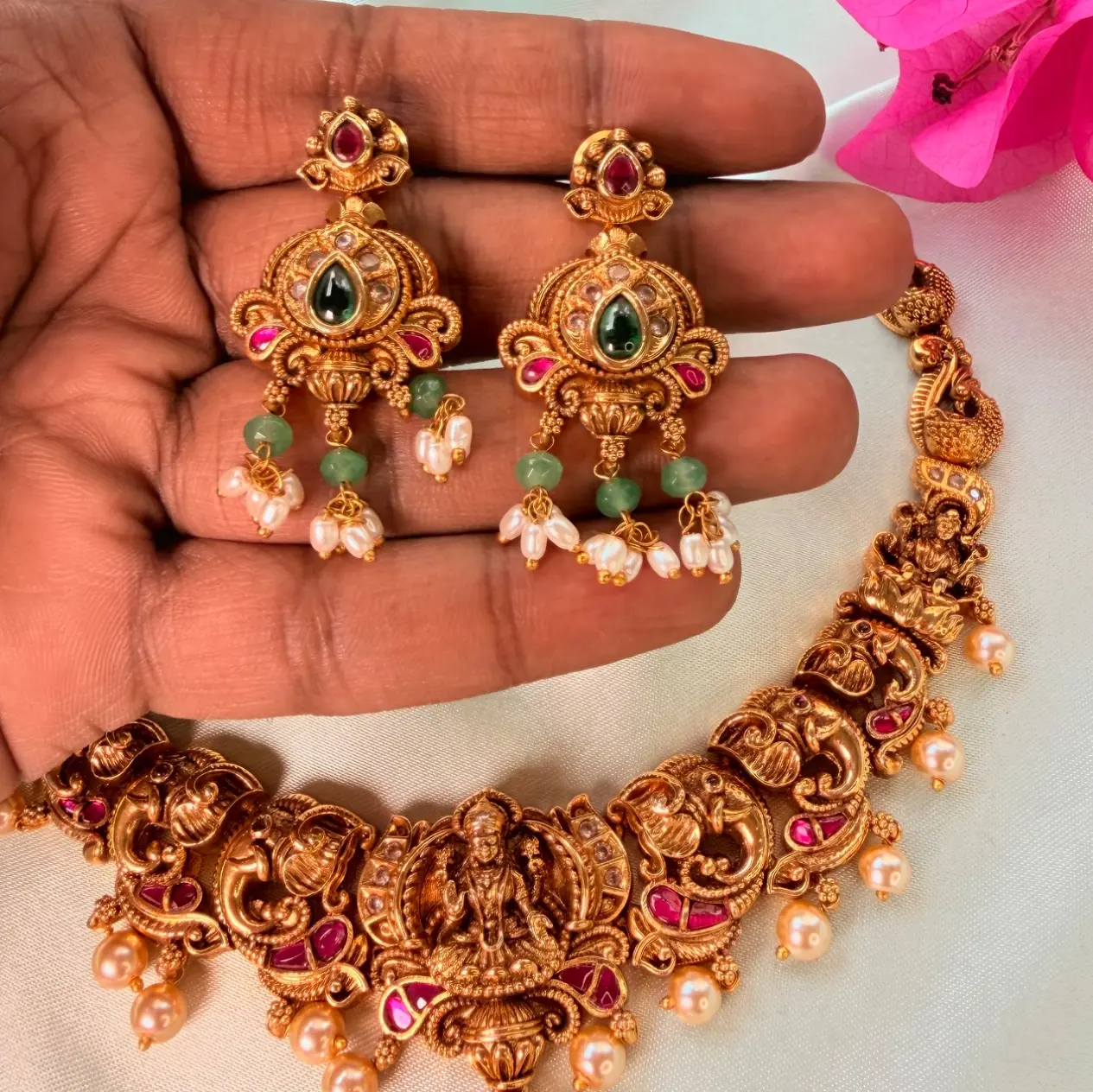 Mangala Lakshmi Antique Premium Jadau Necklace SJPM014