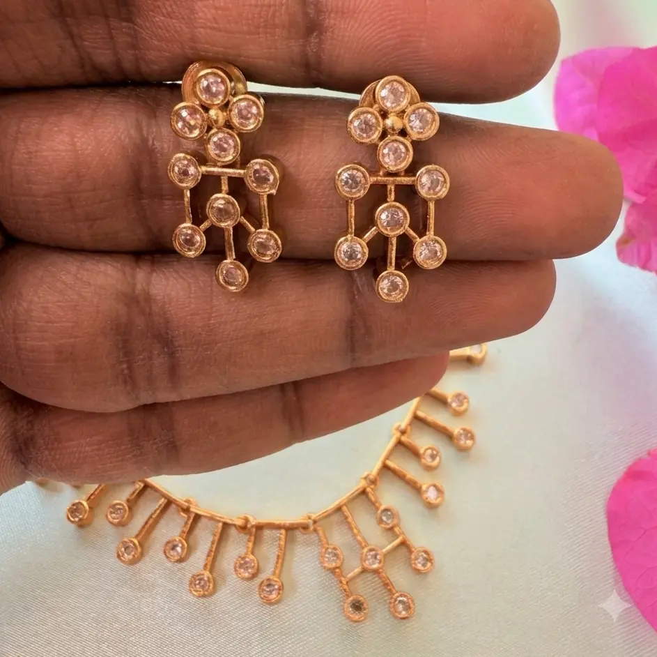 Uncut CZ Spike Fringe Choker Set SJAD005