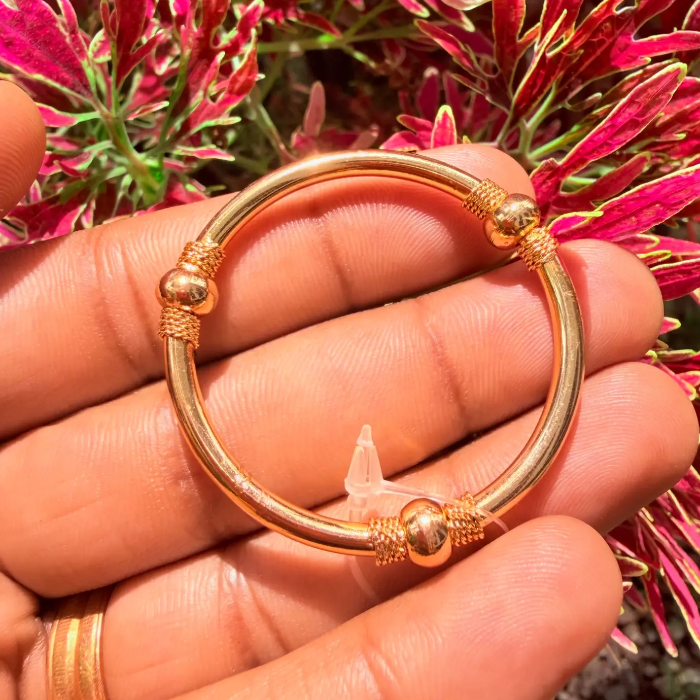 Shringara’s Little Radiance Gold-Polished Bead Kada Bangle for Kids 1-4years