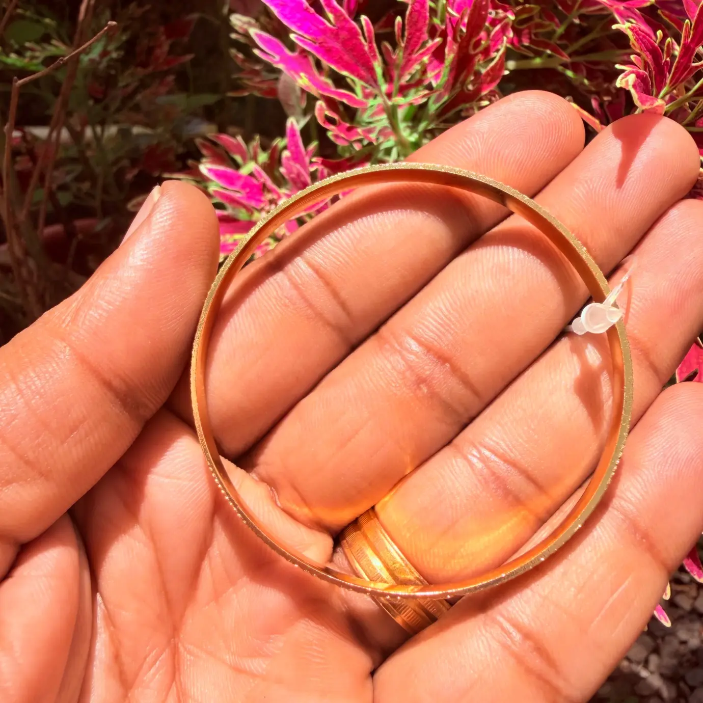 Golden Textured Floral-Embossed Bangle for Kids 3-7years