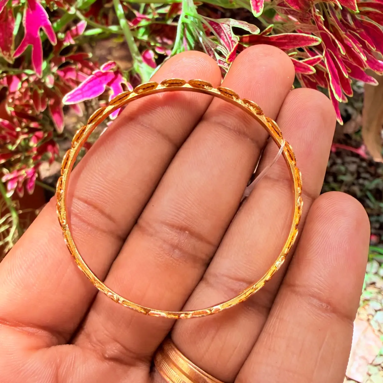 Traditional Lakshmi Kasu Gold-Polished Kids Bangles set 2pcs 2-6yrs