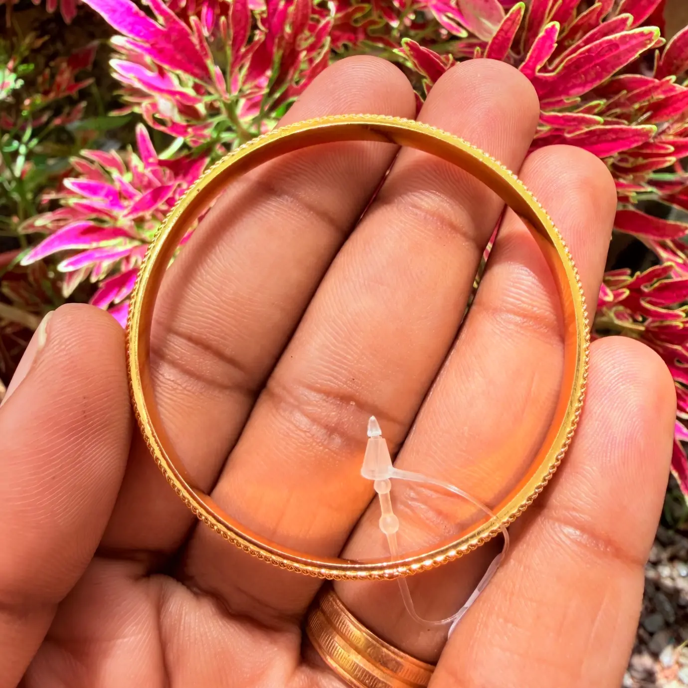 Traditional Rope-Border Textured Kids Gold-Polished Bangle 2-6yrs