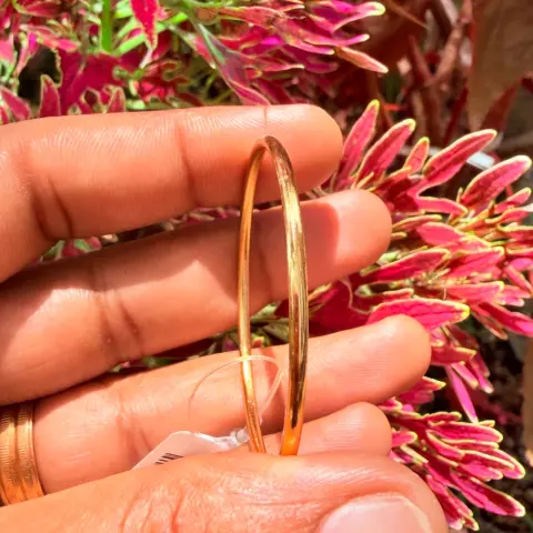 Elegant Solid Gold-Polished Kids Slim Bangle 2-6yrs