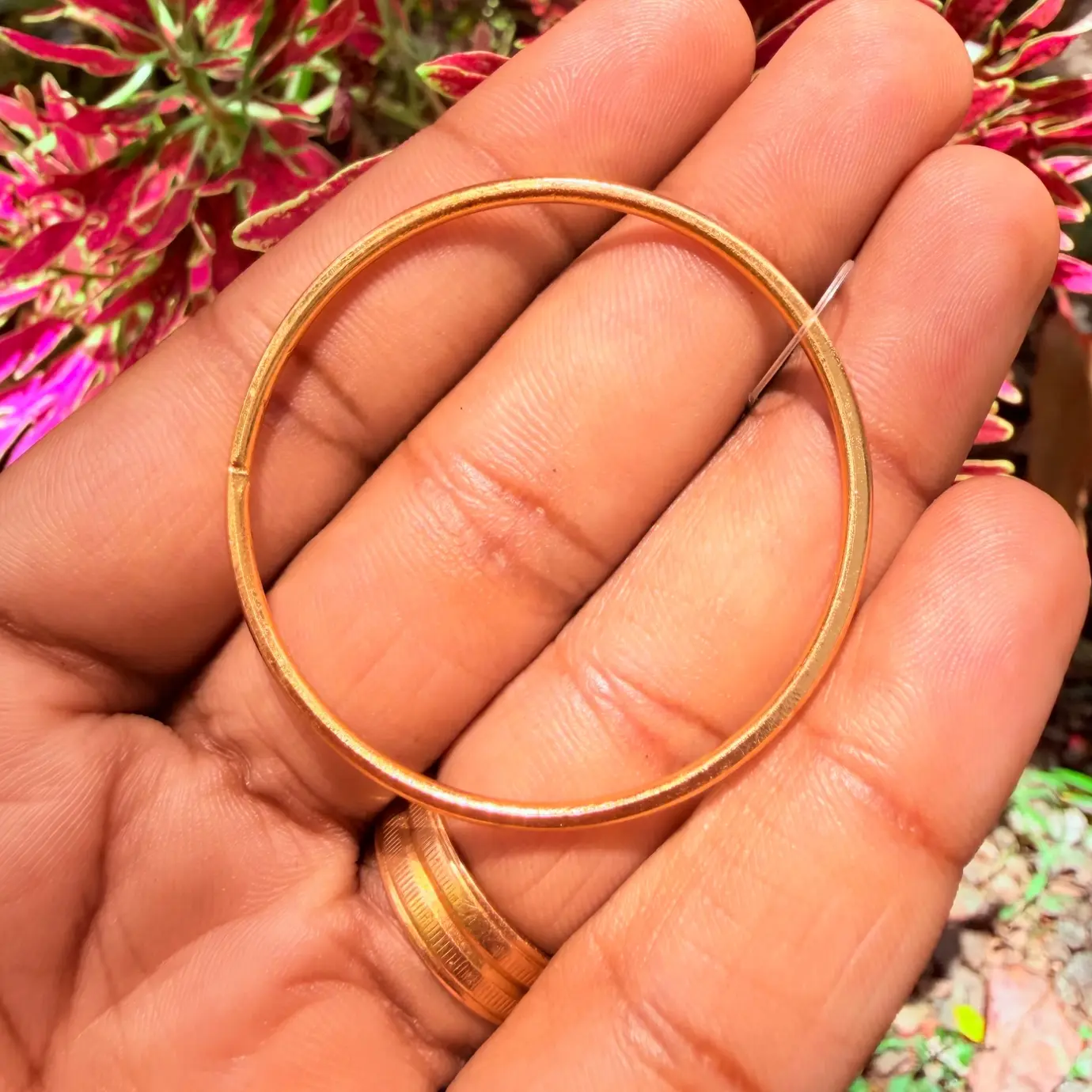 Elegant Solid Gold-Polished Kids Slim Bangle 2-6yrs