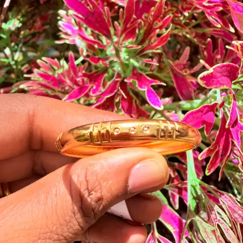 Classic Carved Grooved Gold-Polished Kids Bangle 2-6yrs