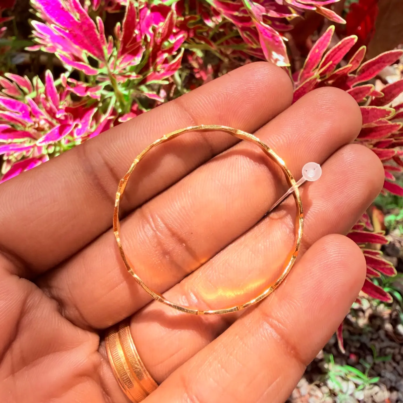 Twisted Wave Textured Gold-Polished Kids Bangle 2-6yrs
