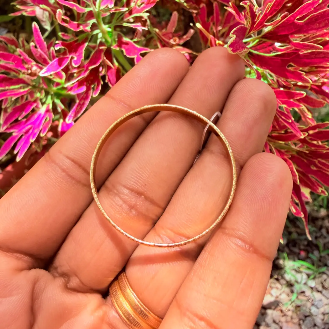 Micro-Etched Dual-Line Gold-Polished Kids Bangle Set 2-6yrs