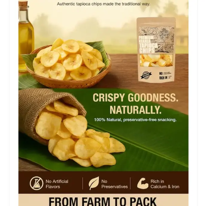 FLAVOURS OF KERALA SPICE TAPIOCA CHIPS  400g
