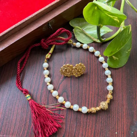 Minimalist Pearl Ashtapatti Choker (Muthu Ashtapati Mala) SJSN039