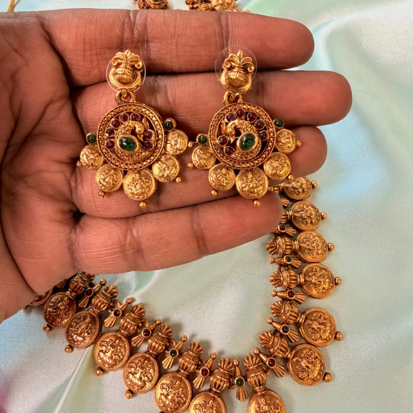 Divine Coin Antique Gold Semi-Bridal Necklace set SJSB002